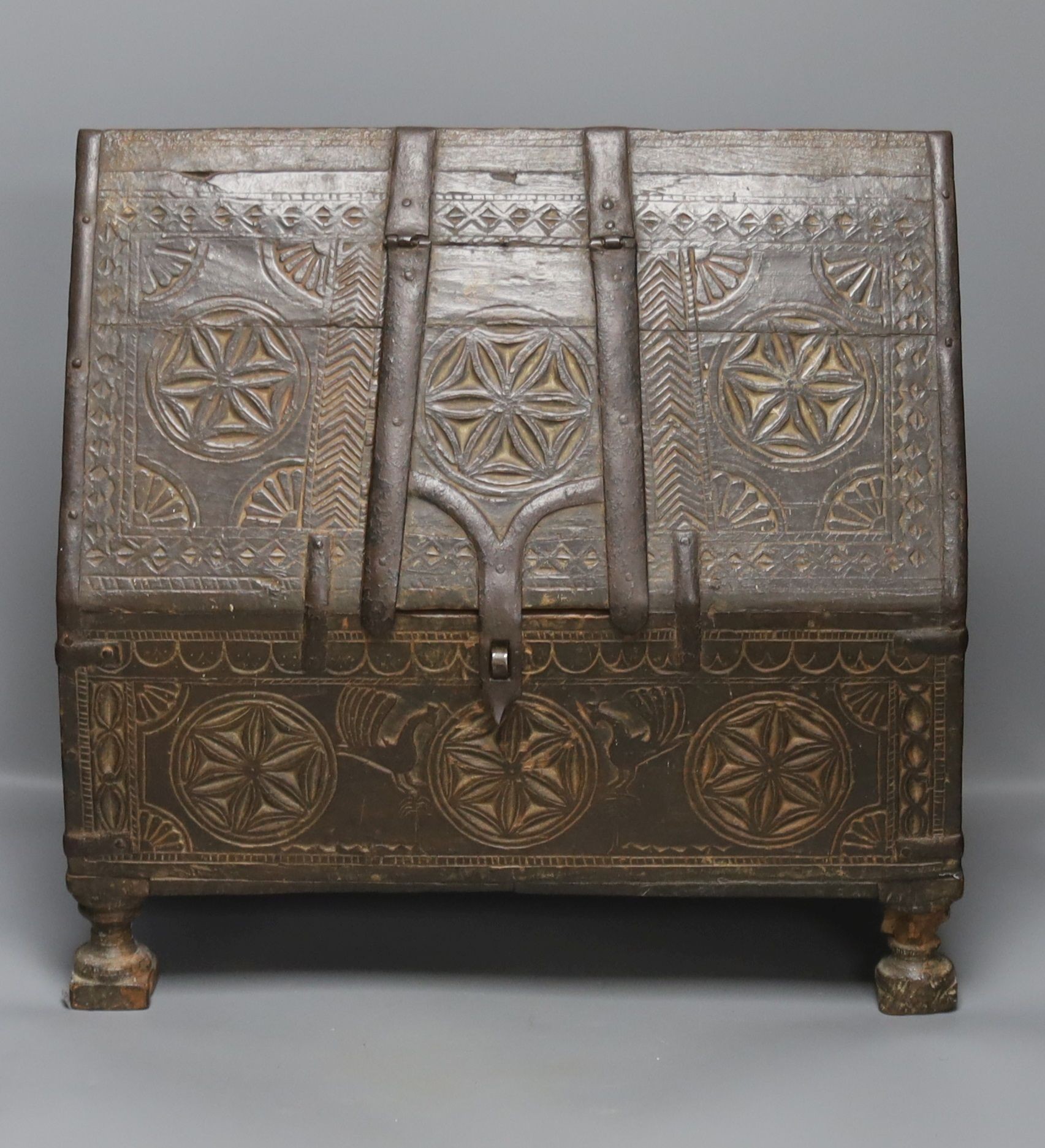 A 19th century Indian hardwood casket, length 44cm